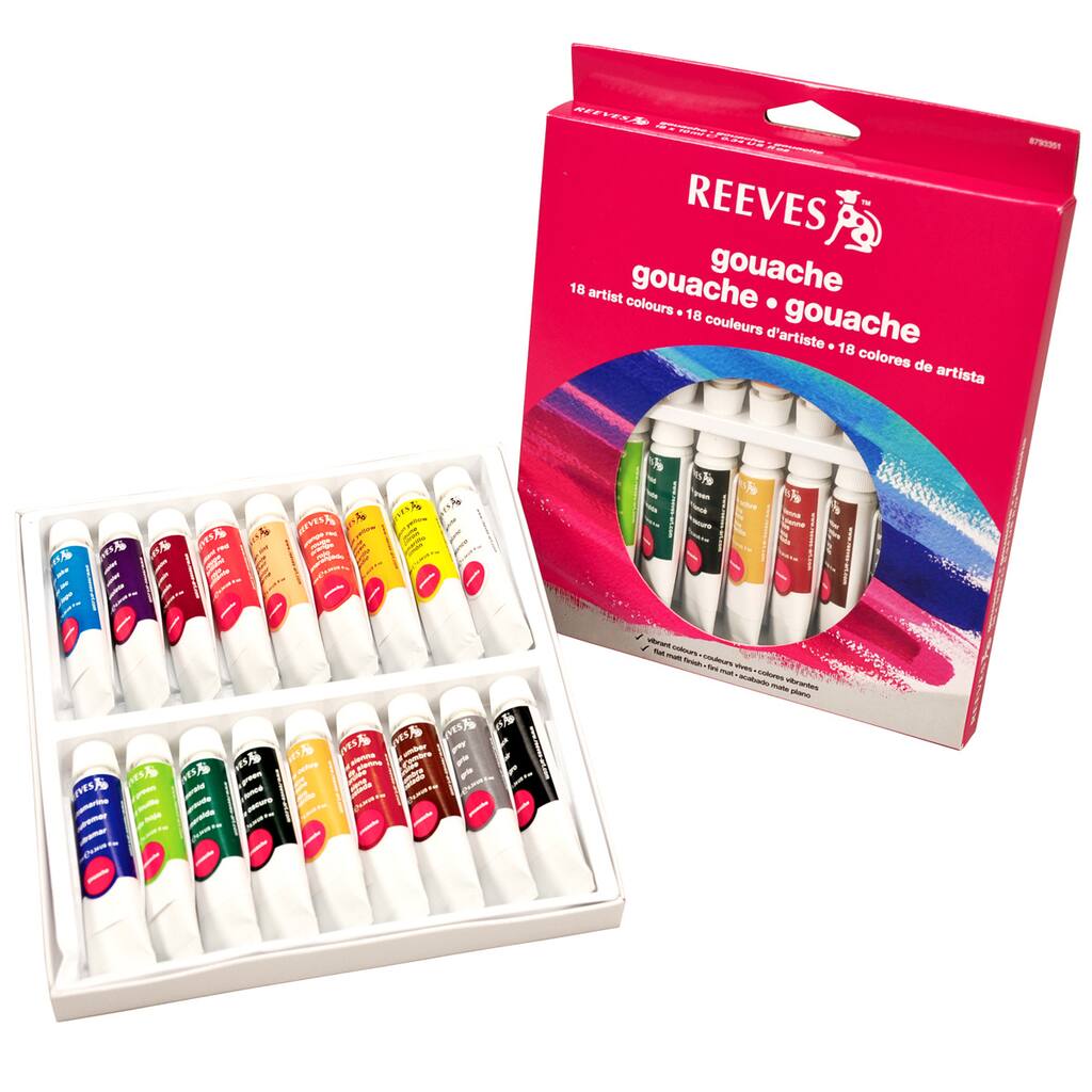 Reeves Gouache Color Set, 18 Count Contents Reeves Gouache Color Set, 18 Count Contents
